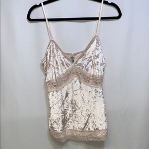 American Rag Blush Velvet Cami with Lace
